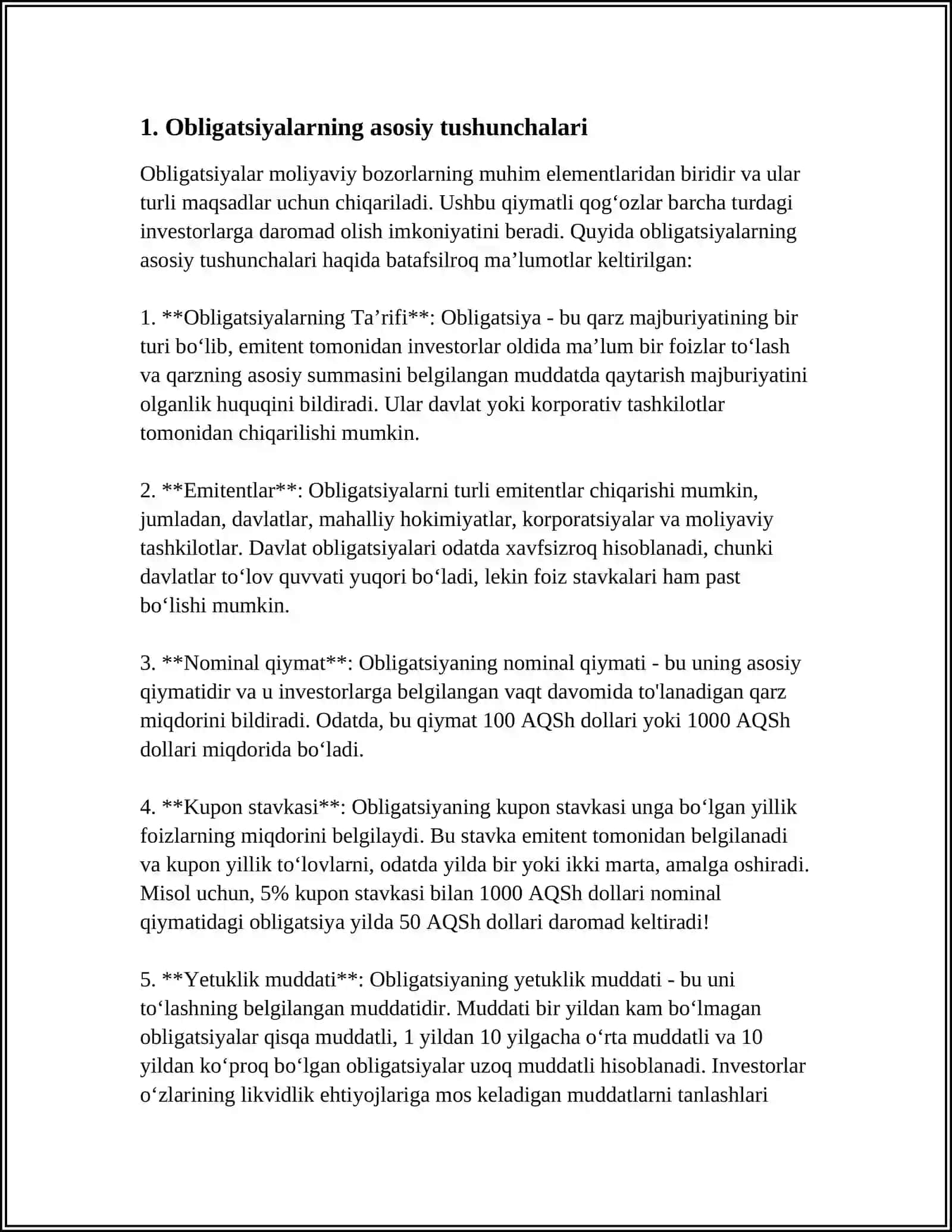 OBLIGATSIYALARNI BAHOLASH VA ULARNING OZIGA XOS JIHATLARI 3