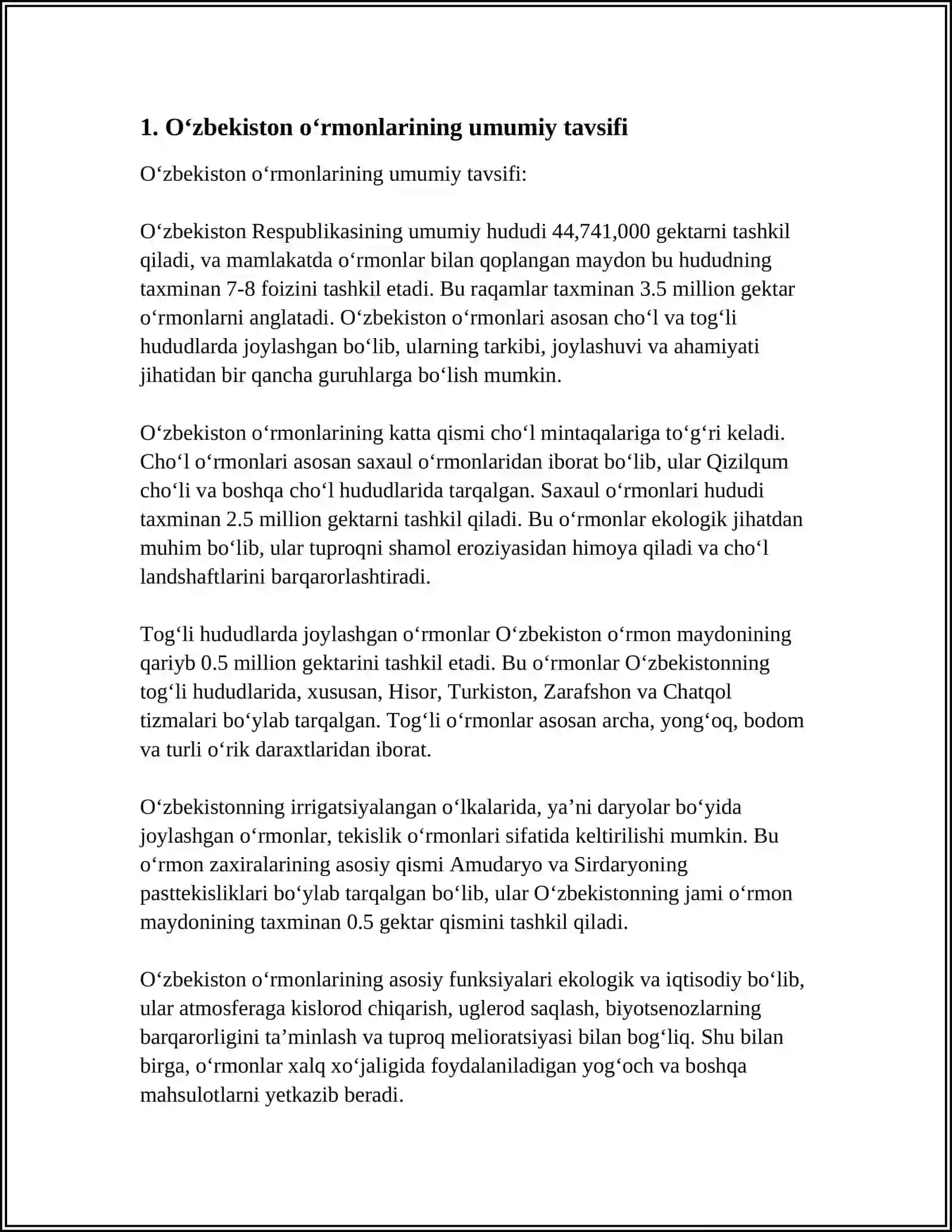 OʻZBEKISTON OʻRMONLARI VA ULARNING GEOGRAFIK TARQALISHI 3
