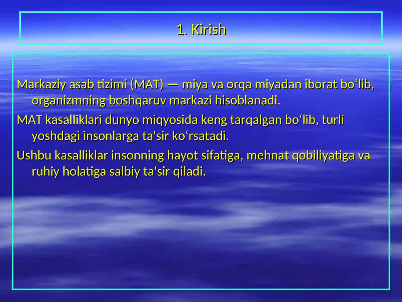 Markaziy asab tizimi kasalliklari 3