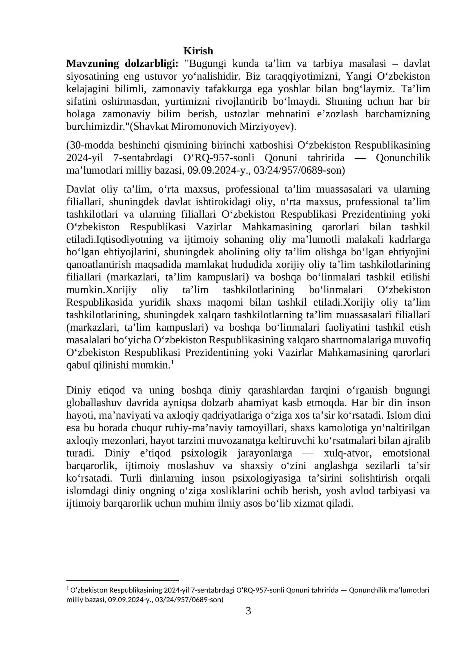 Diniy etiqod va uning oʻzga diniy etiqodlardan farqi - KURS ISHI 3