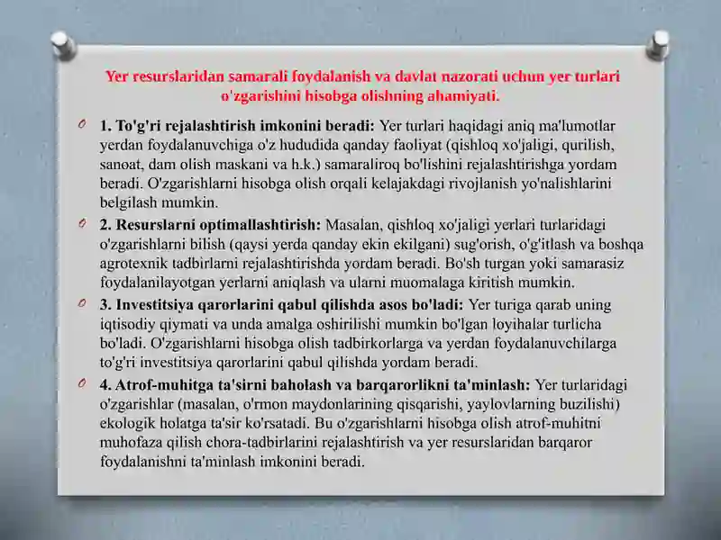 Yer turlari o'zgarishini hisobga olish 3