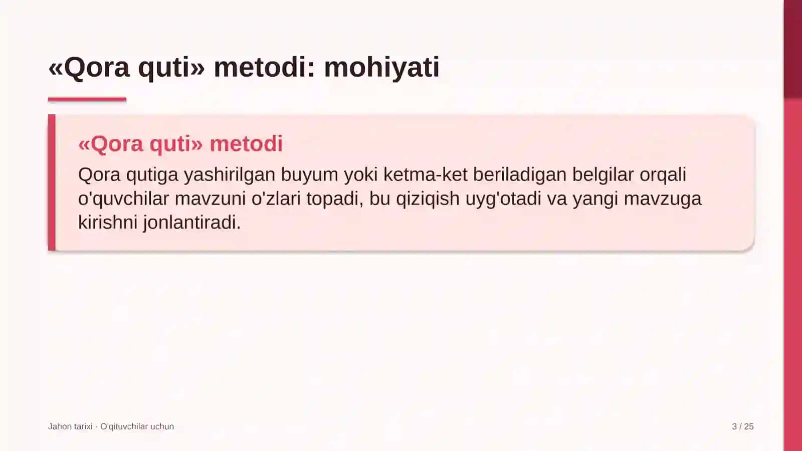 jahon tarixi darslarida qora quti metodidan foydalanish 1357 3