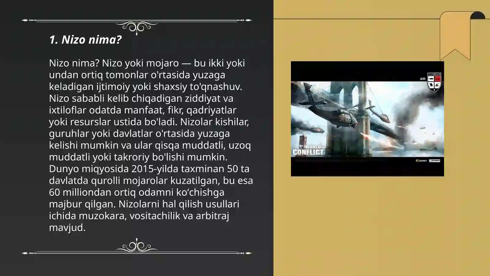 Nizo, uning mazmuni va turlari 1