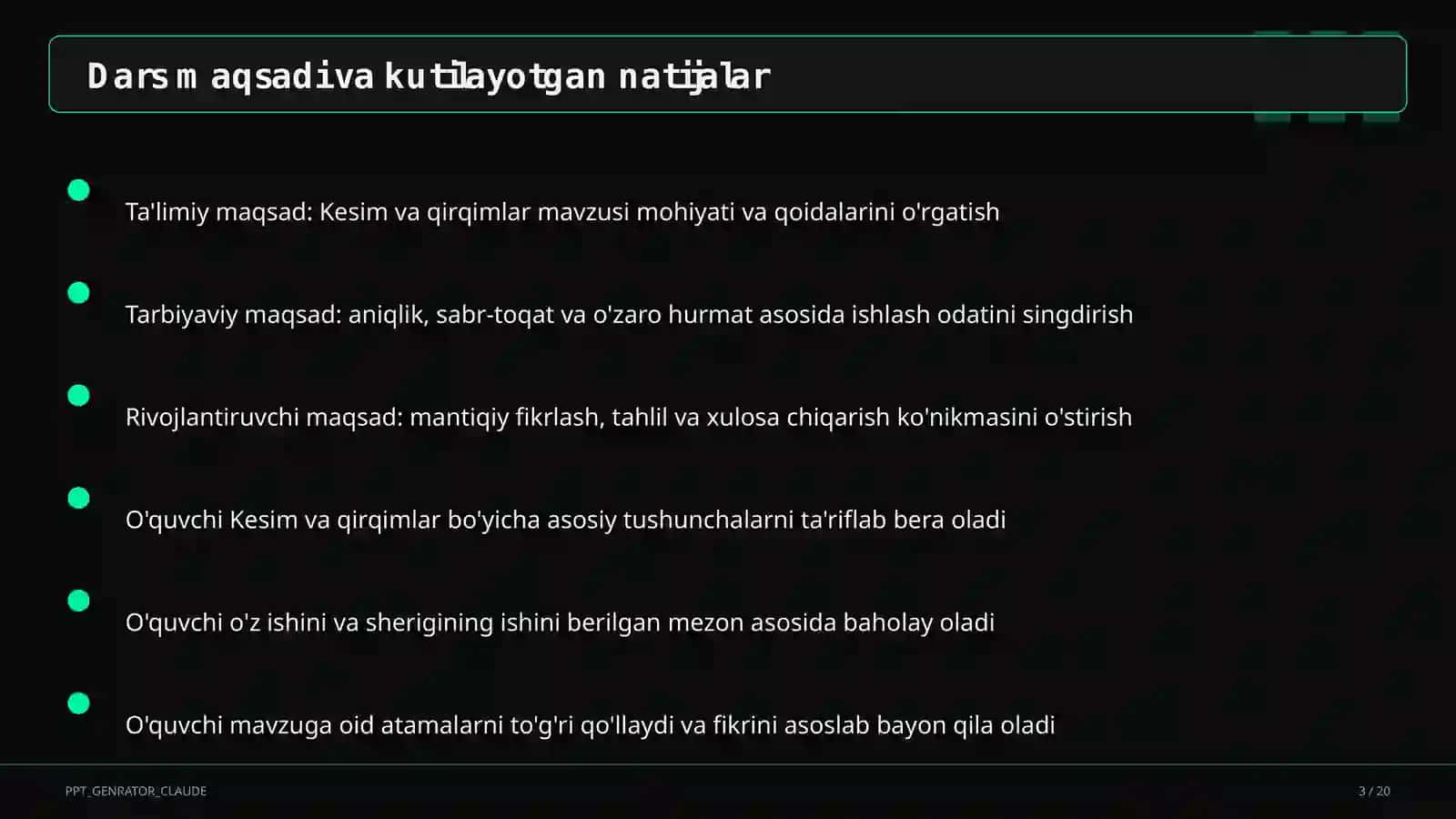 Kesim va qirqimlar (9-sinf) 3