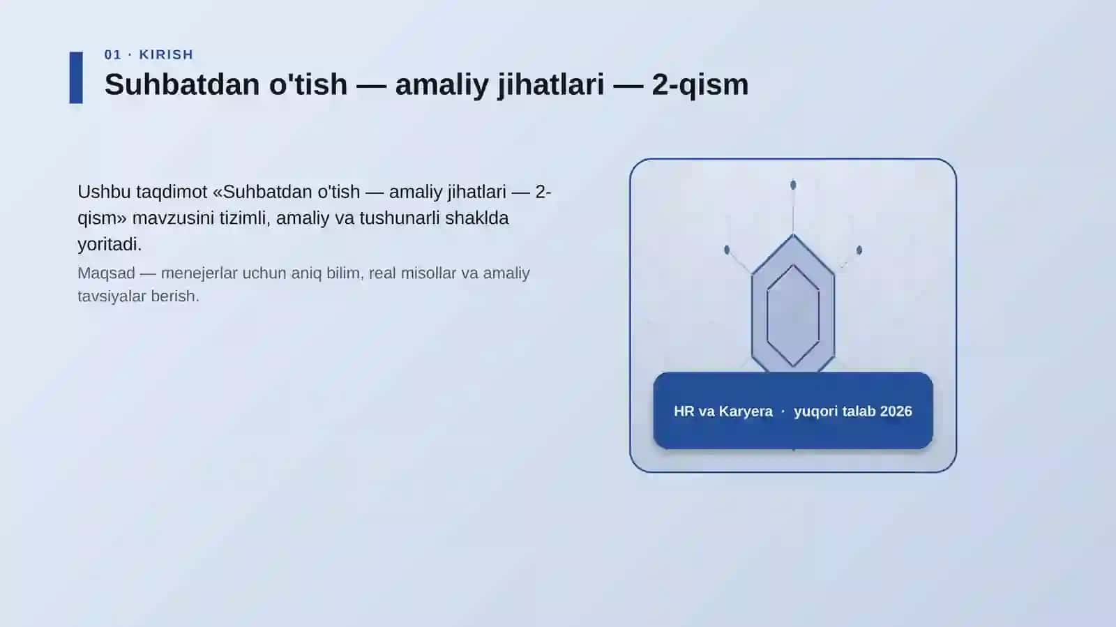 Suhbatdan o'tish — amaliy jihatlari — 2-qism 3