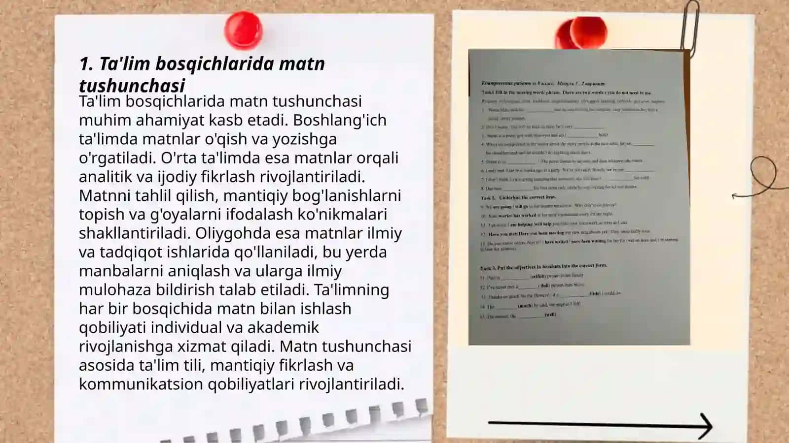 Ta'lim bosqichlarida matn va uning turlarini o'rganish 3