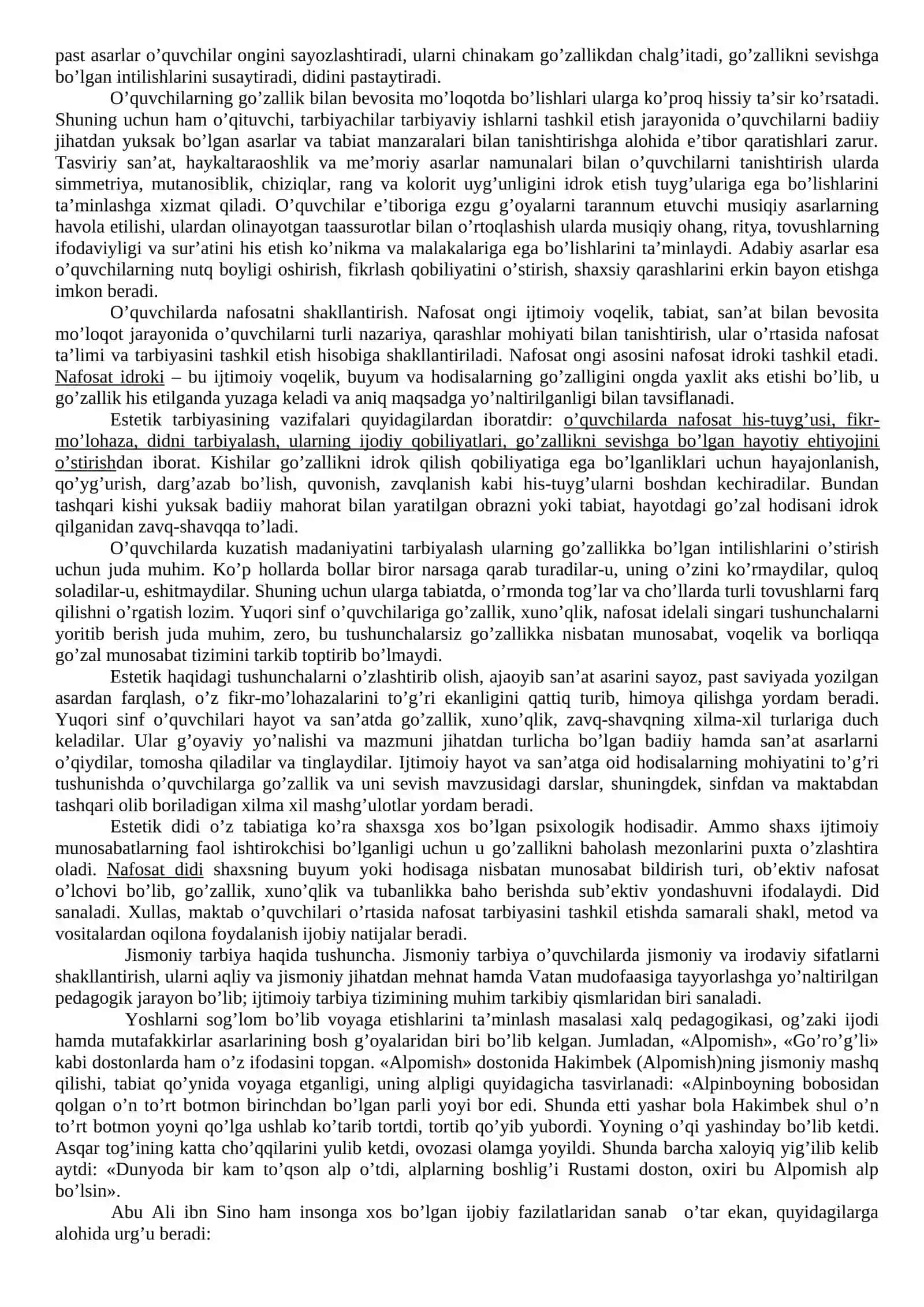 Estetik tarbiya turlari va yo’nalishlari 3