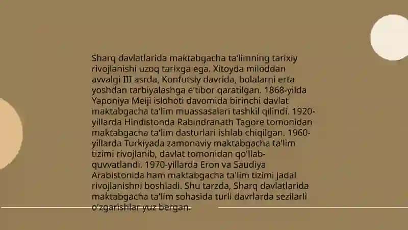 Sharq davlatlarida maktabgacha talimning rivojlanish davri 3
