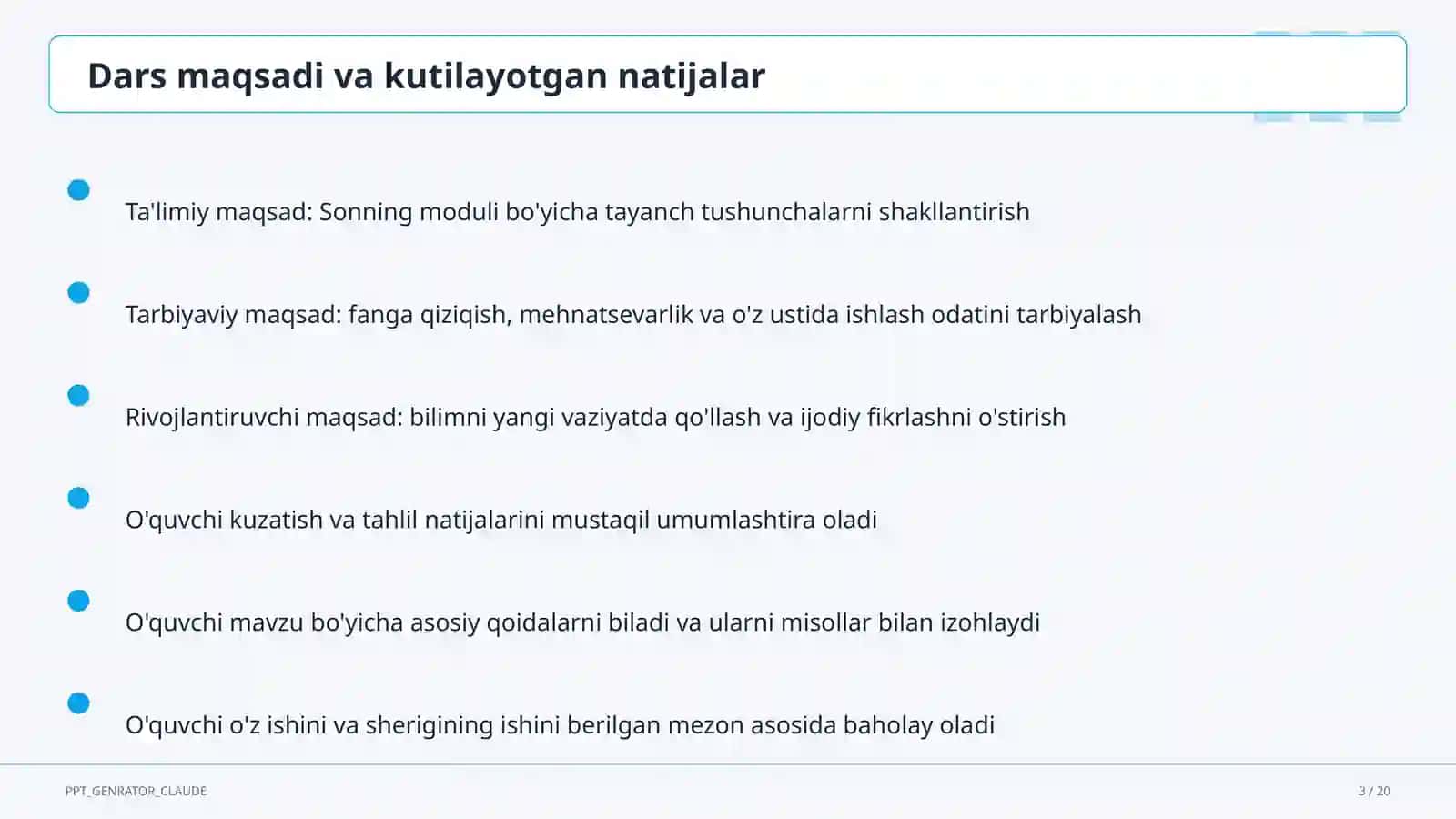 Sonning moduli (6-sinf) 3