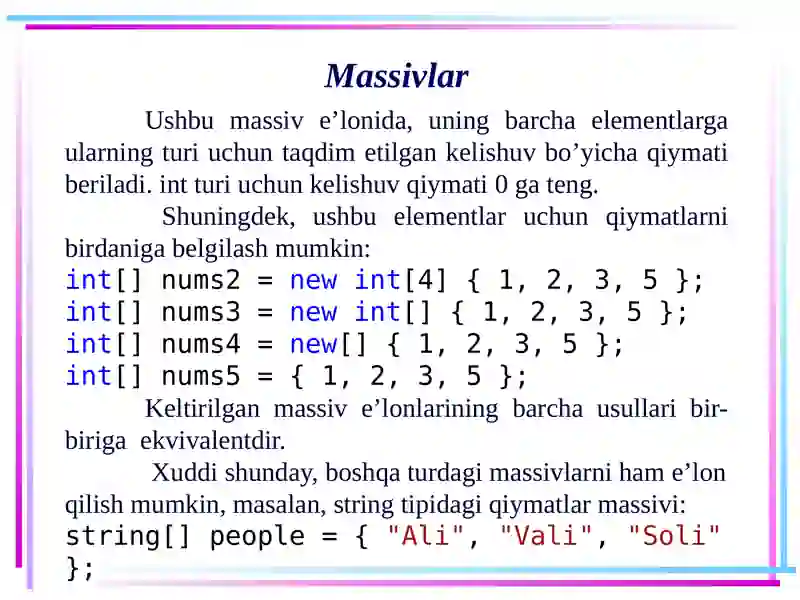 Massivlar 3
