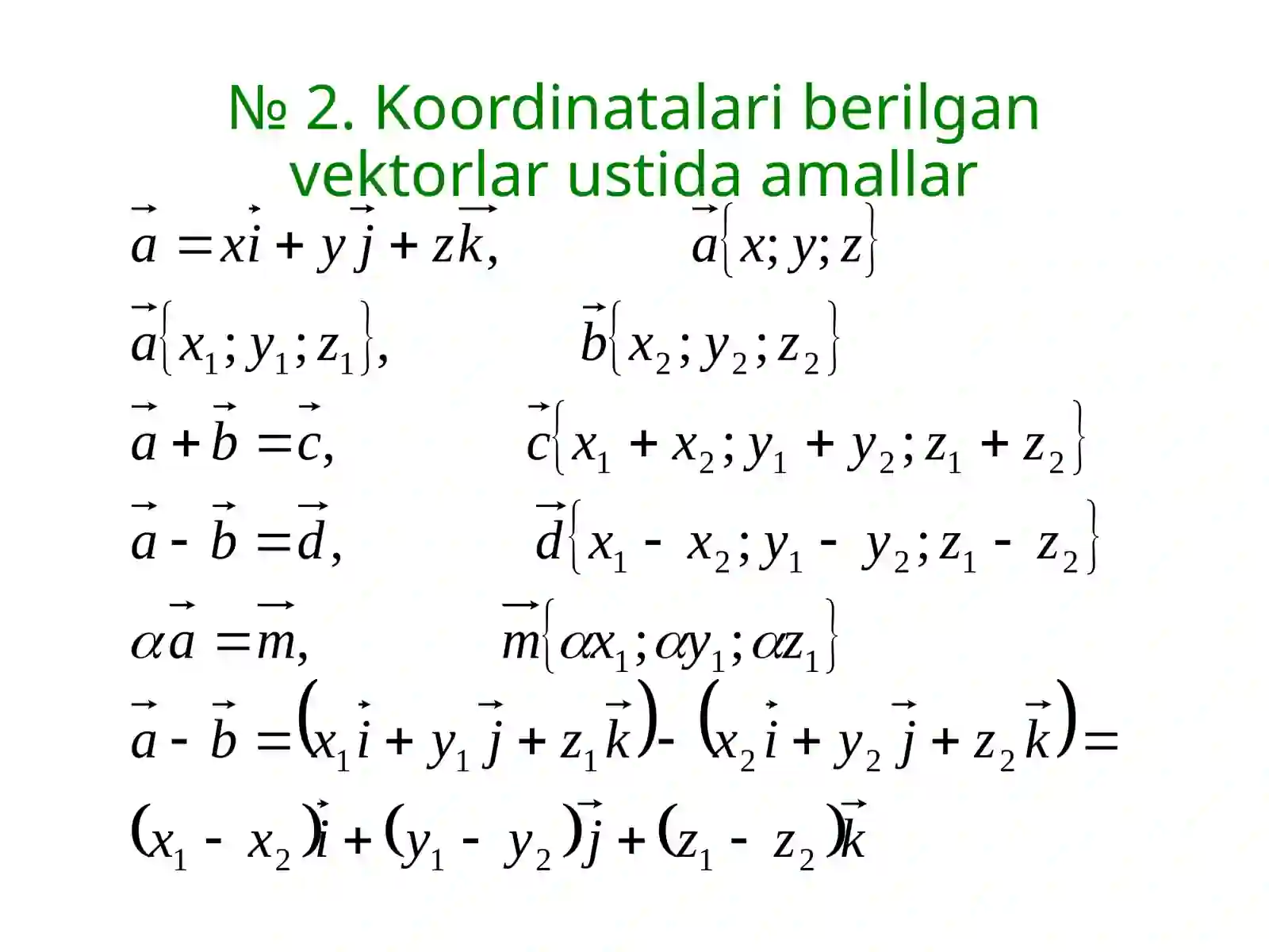 Vektorlar ustida amallar 3