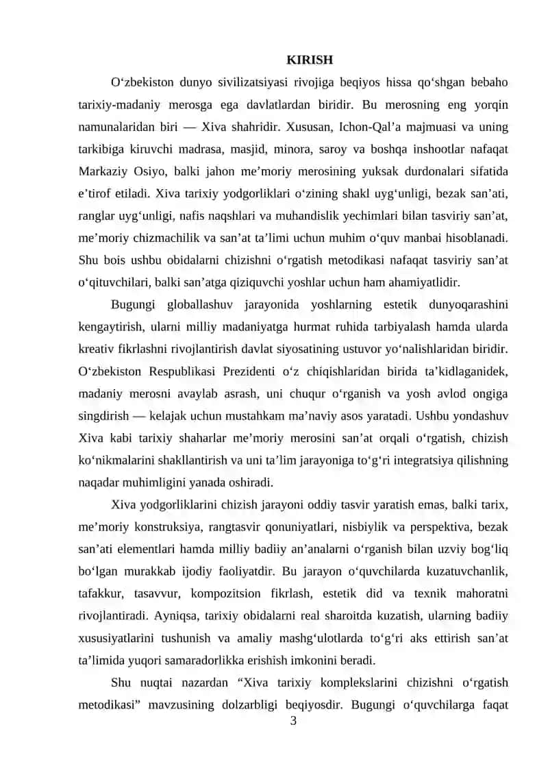 Xiva tarixiy komplekslarini chizishni oʻrgatish metodikasi 3