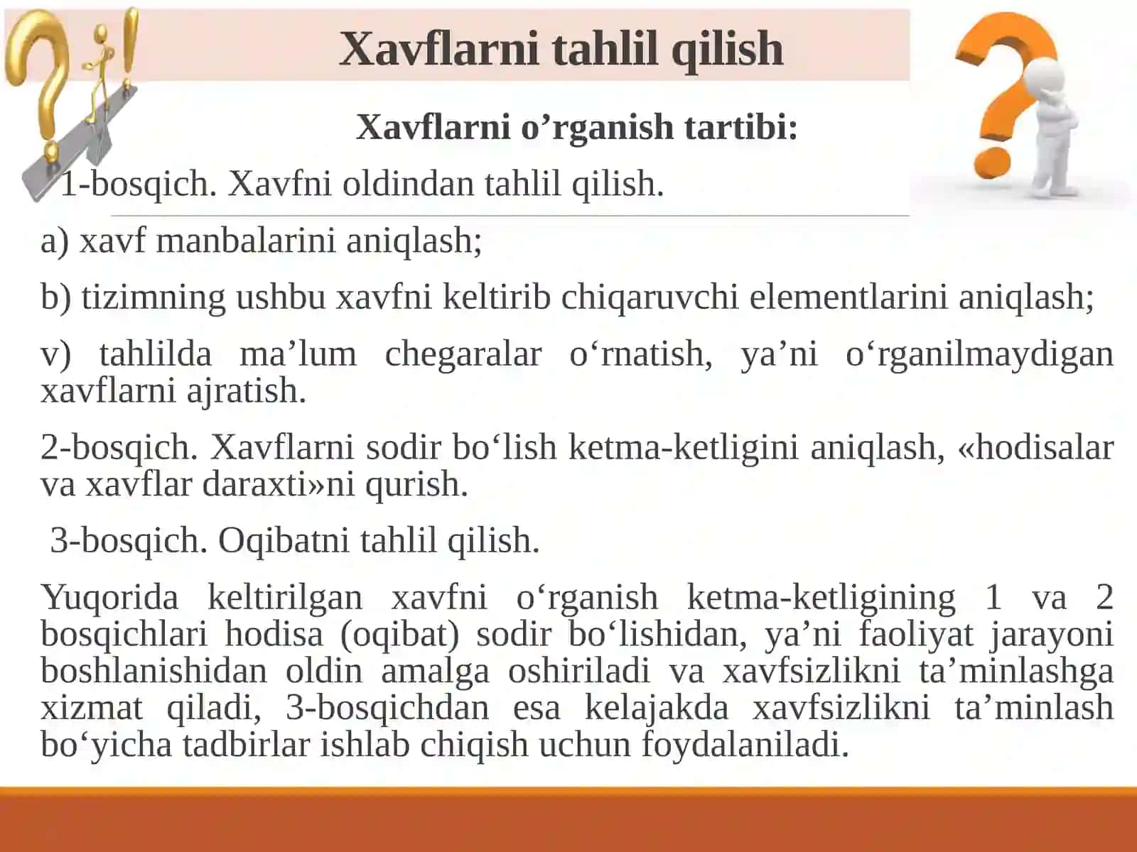 Faoliyat xavfsizligini tahlil qilish. Faoliyat xavfsizligini ta’minlashning ergonomika va psixologik asoslari 3