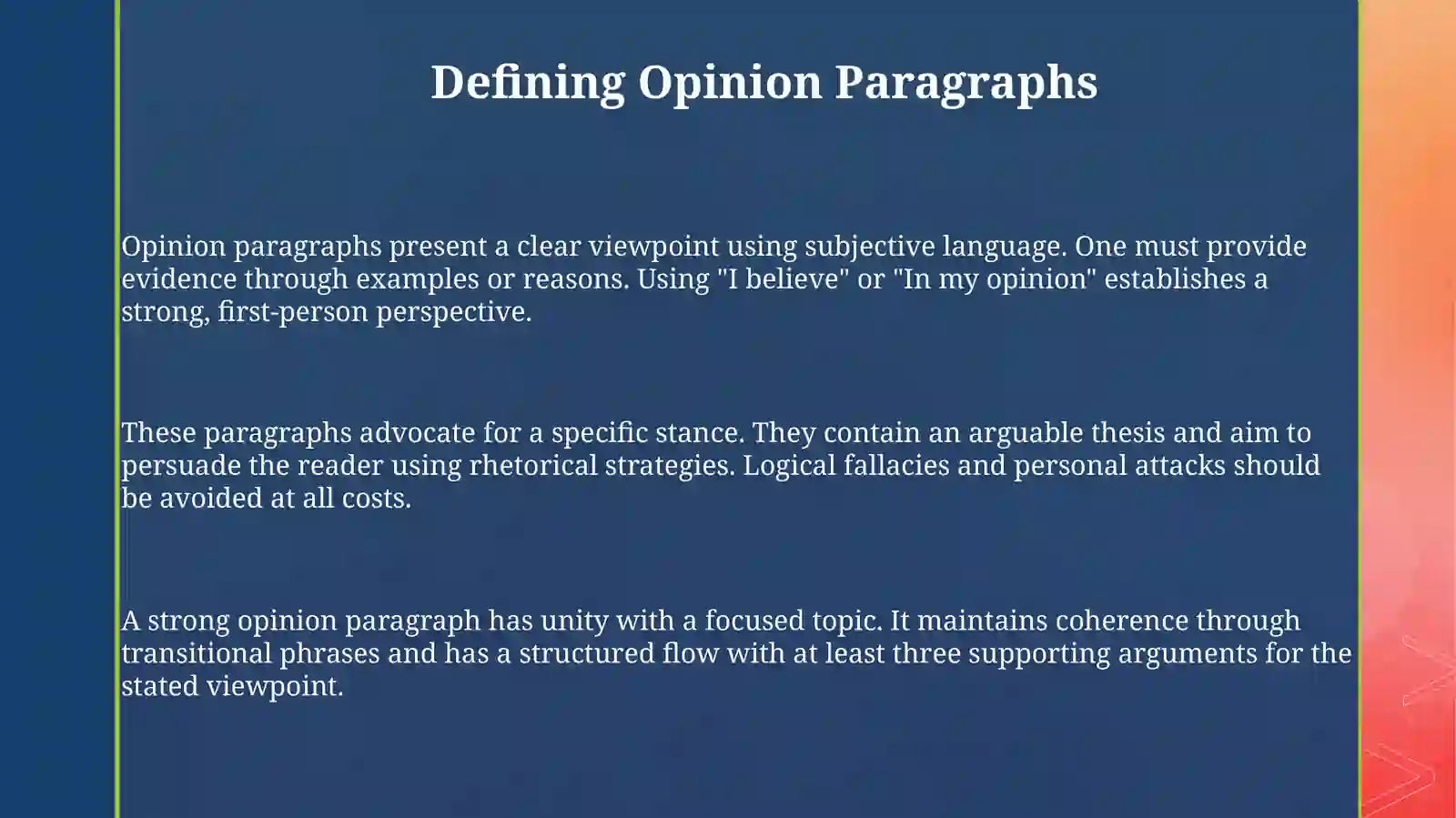Crafting Effective Opinion Paragraphs 3