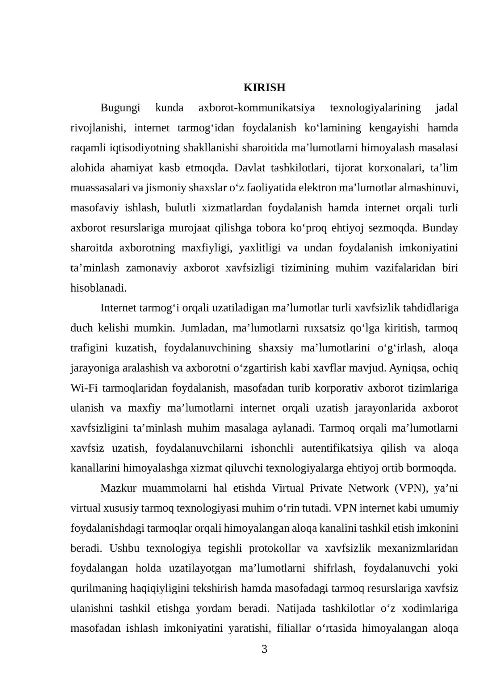 VPN texnologiyalarining ma'lumotlarni himoyasidagi imkoniyatlari 3