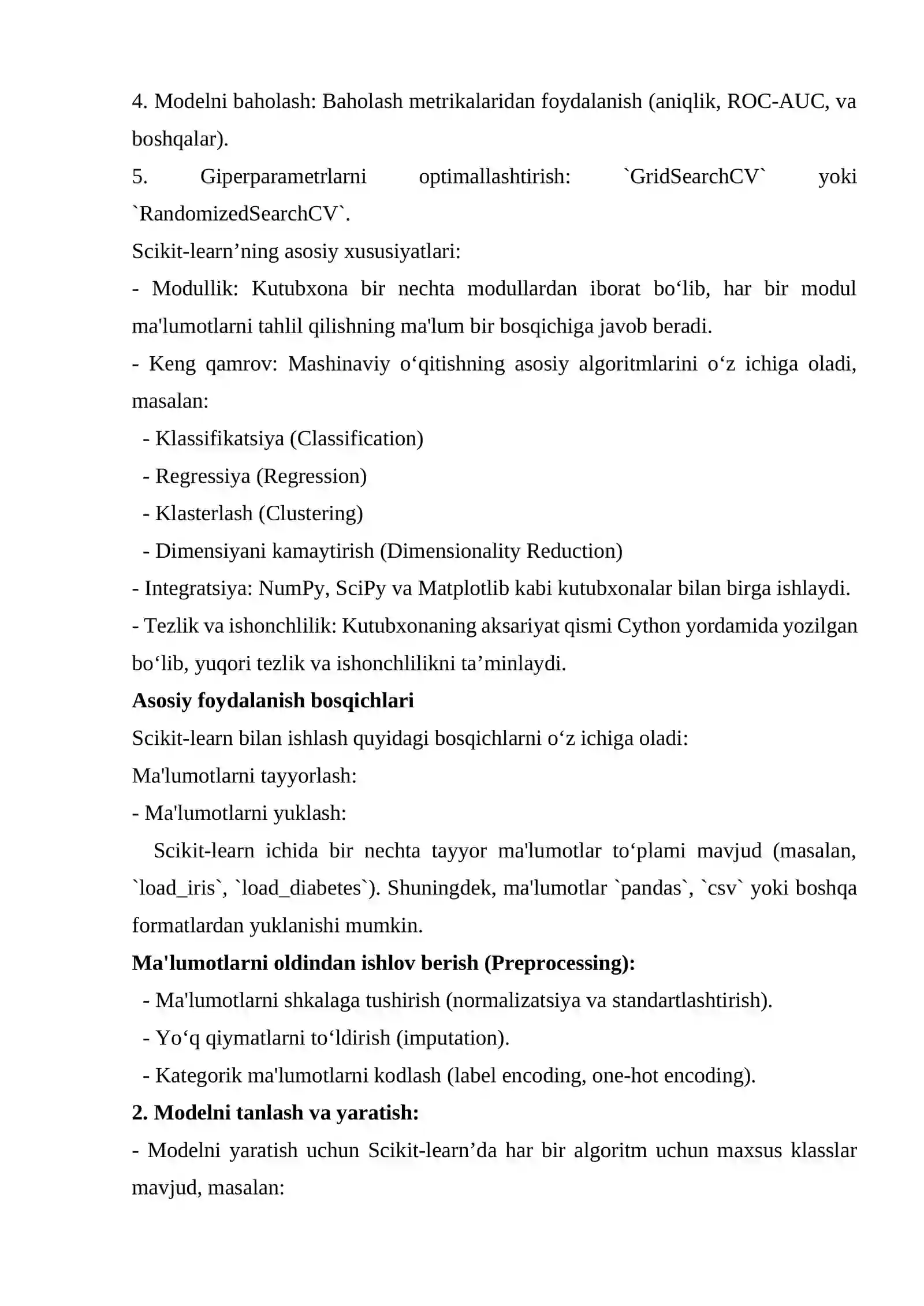 Scikit-learn kutubxonalari bilan ishlash 3