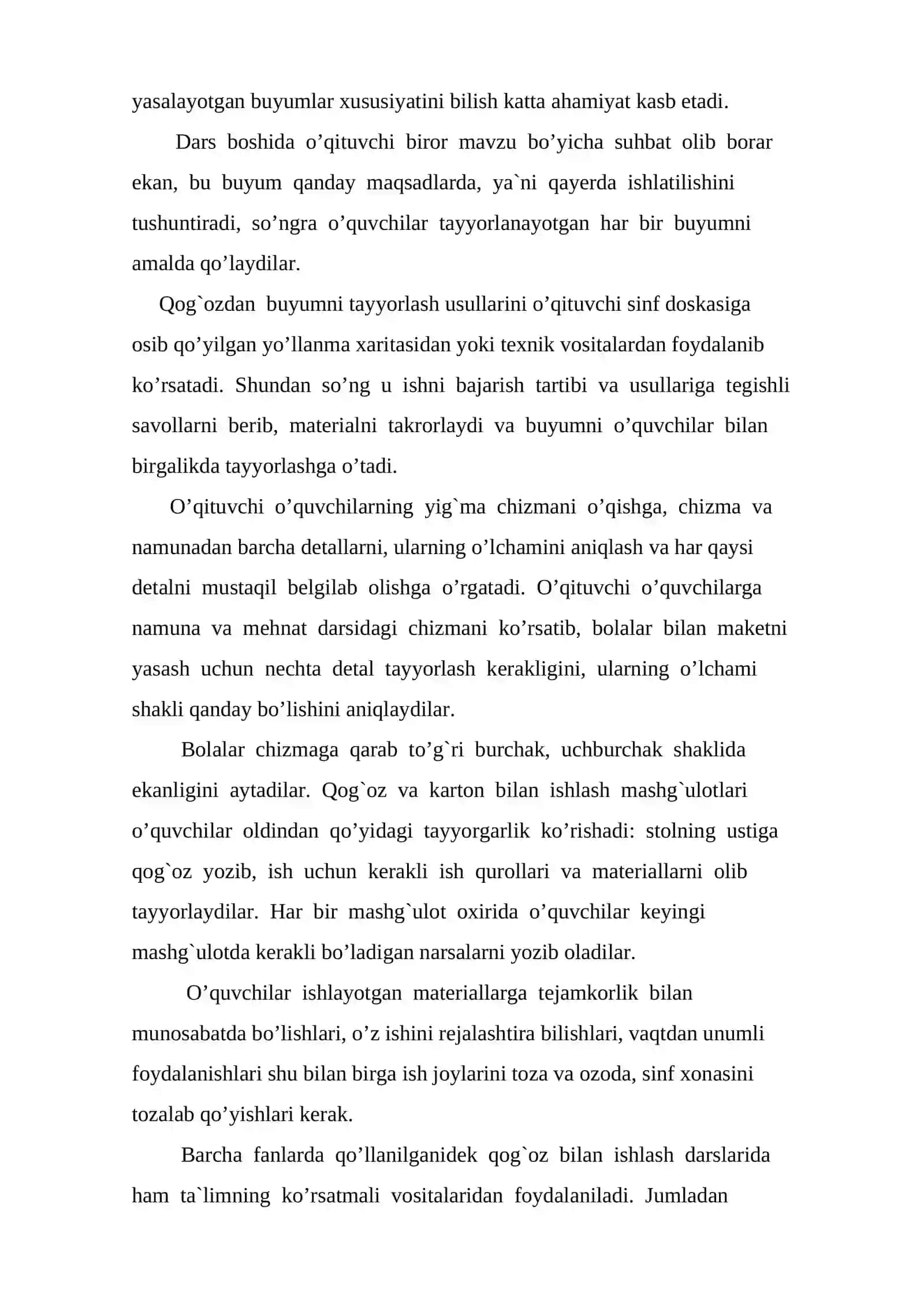 Boshlang’ich sinf mehnat darslarida qog’ozdan amaliy ishlarni tashkil etishning mazmuni 3