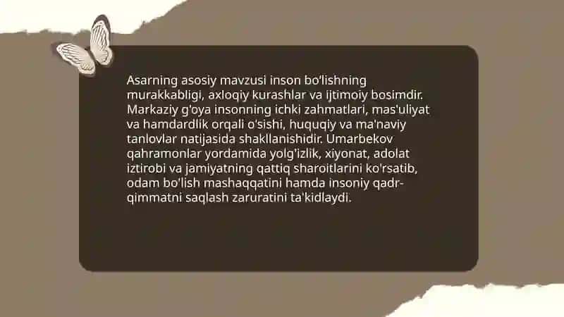 Oʻlmasbek Umarbekov " Odam boʻlish qiyin" asari 3