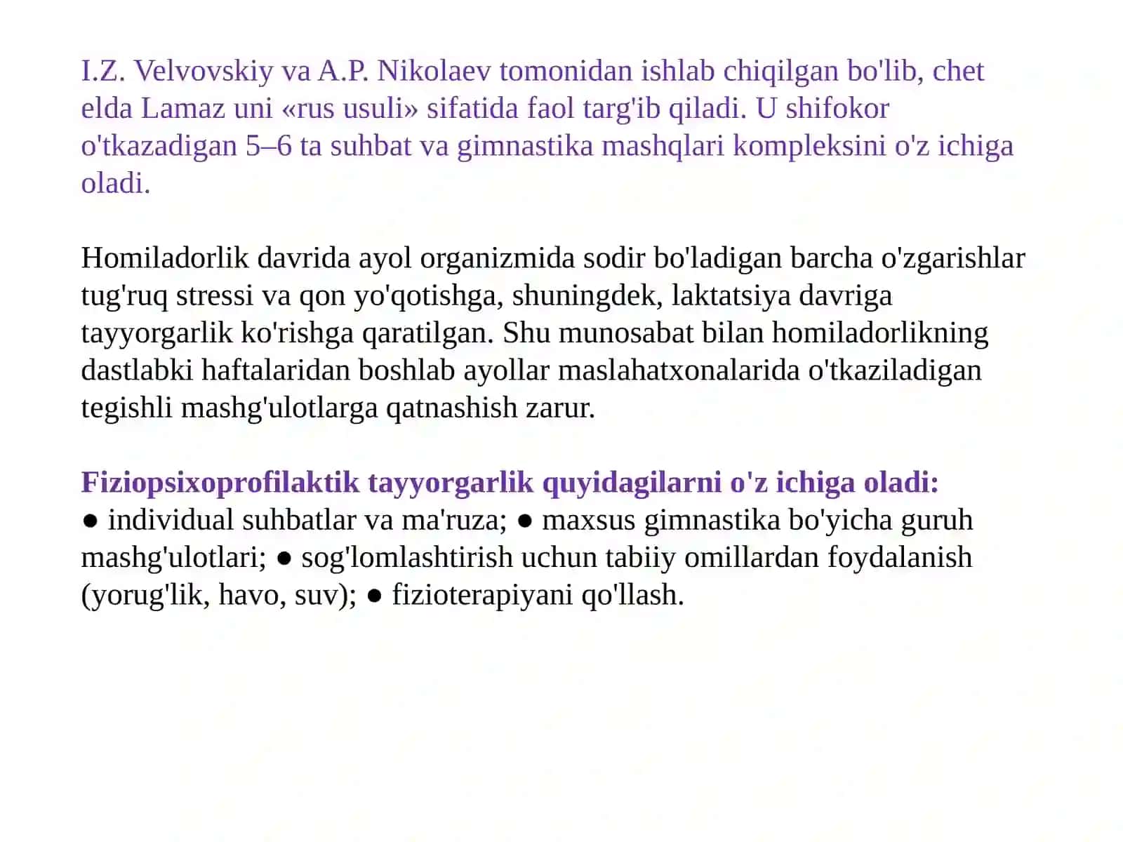 Homilador ayollarni tug'ruqqa tayyorlash usullari 3