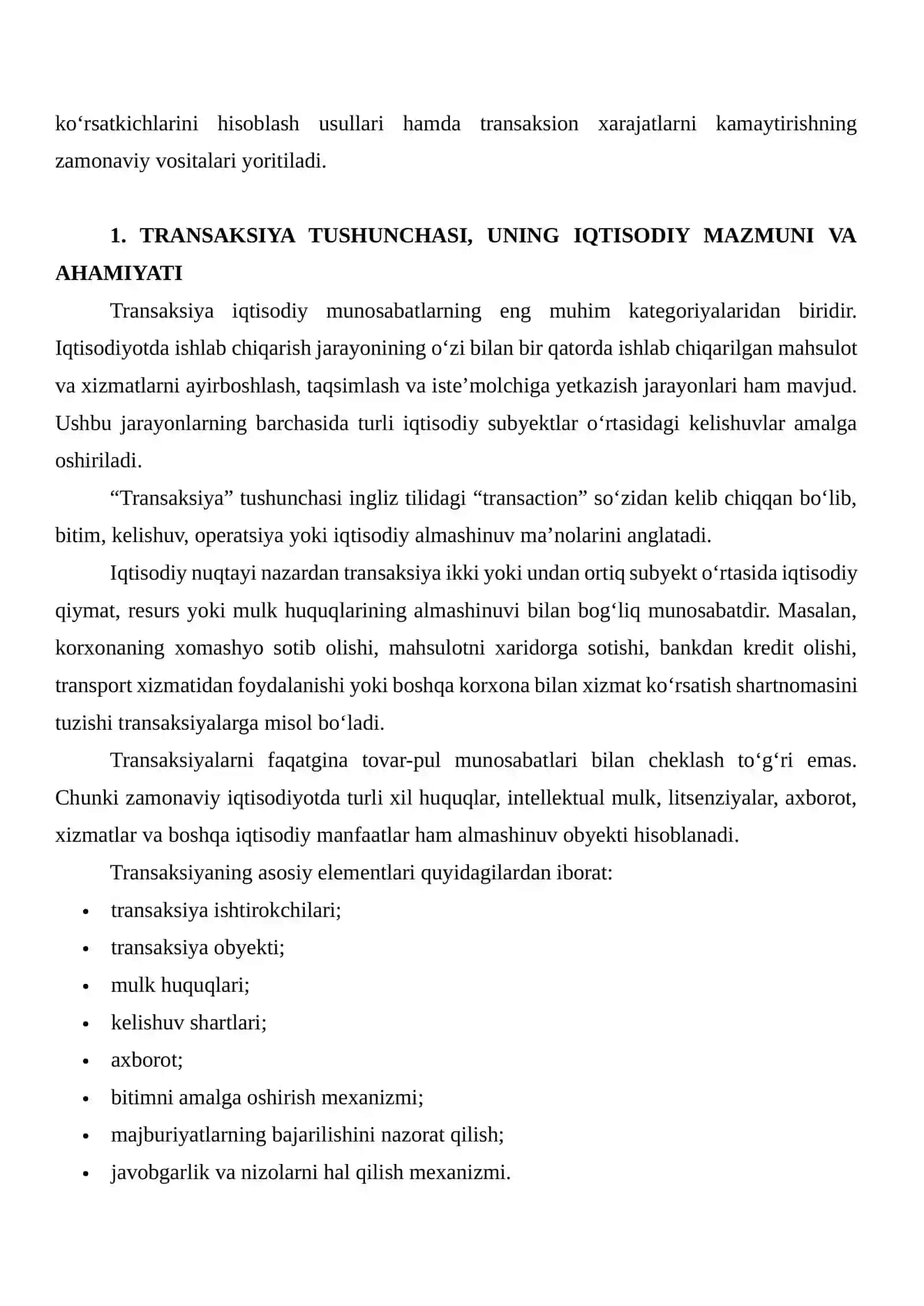 Transaksiyalar va transaksion xarajatlar: mazmuni, tarkibi, klassifikatsiyasi va kamaytirish yo‘llari 3