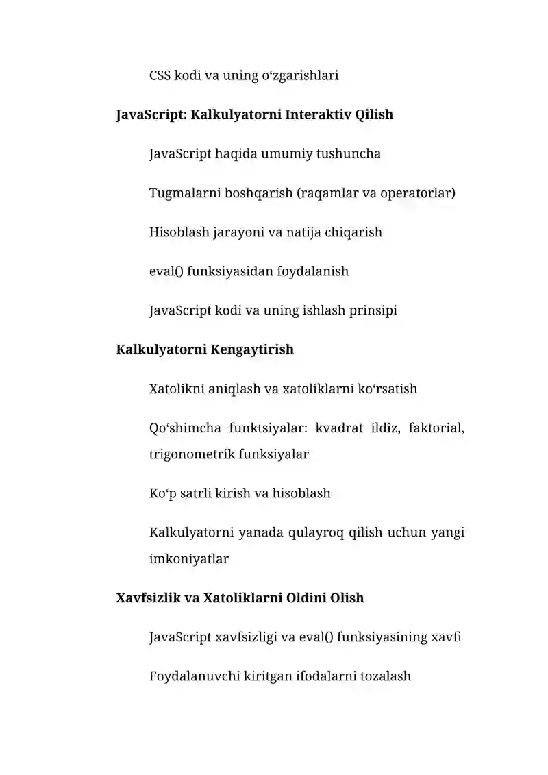 HTML va JavaScript yordamida kalkulyator yaratish 3