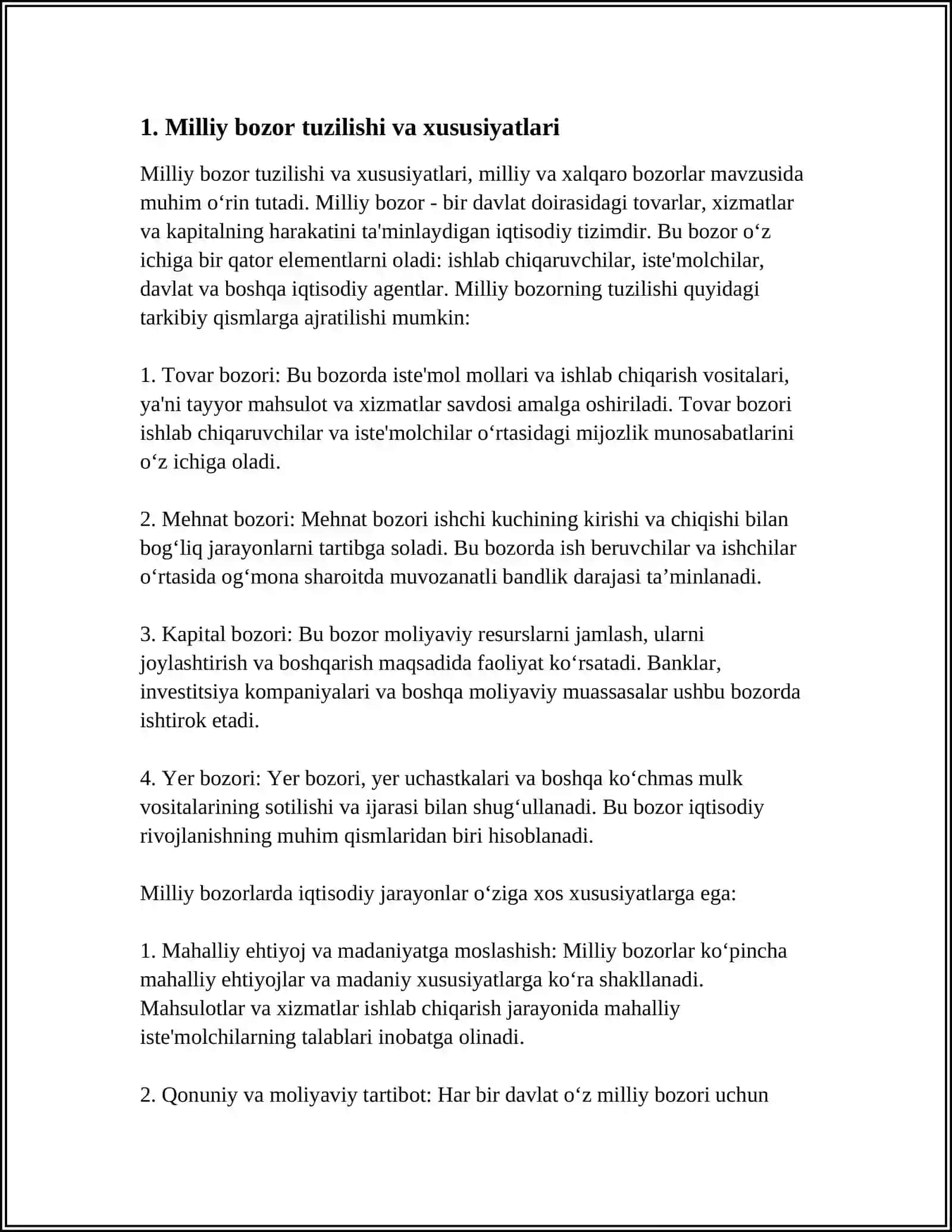 MILLIY VA XALQARO BOZORLAR 3
