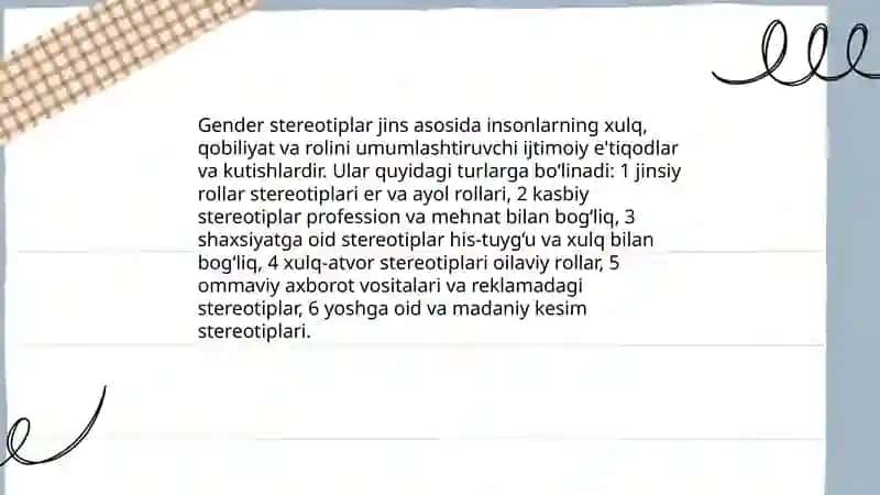 Gender stereotiplar va ularning psixologik oqibatlari 3