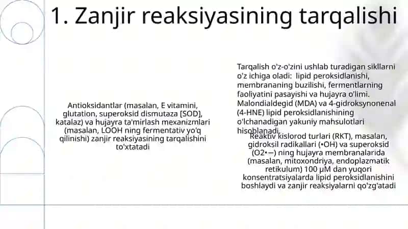 Lipidlarni peroksidlanishi va hujayra shikastlanishi patogenezidagi ahamiyati 3