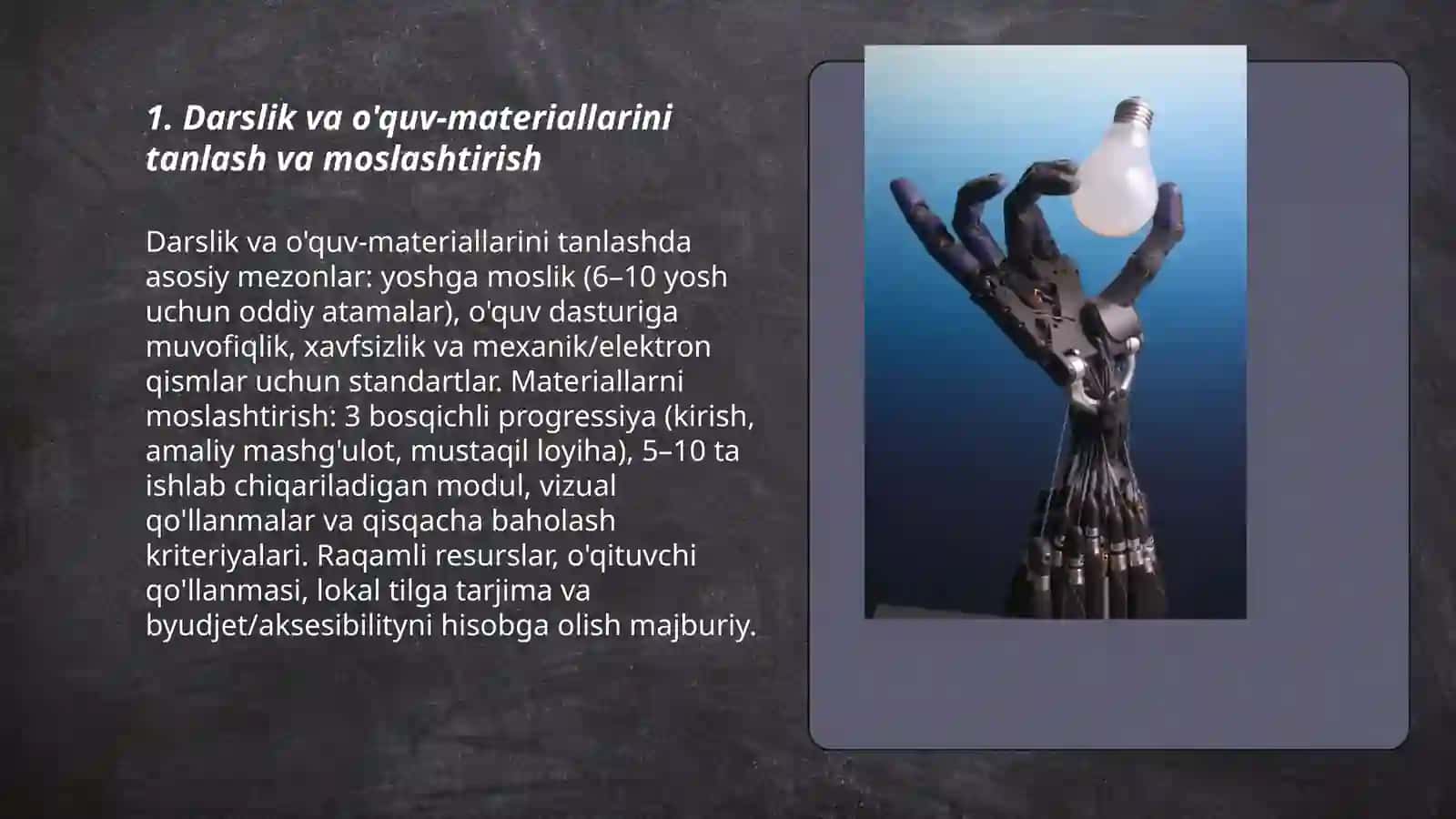 Robototexnika toʻgaraklarini tashkil etish usullari 3