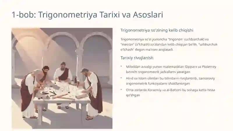 Trigonometrik funksiyalarning qiymatlari jadvali 1 3
