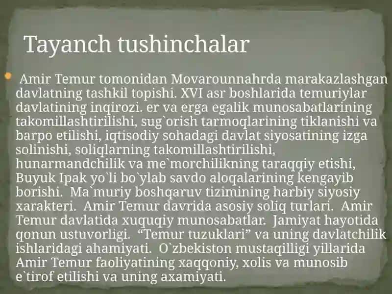 Amir-Temur vatemuviylar davlat chiligitarixi (XIV asrikkinchi yarmi-XVI asr boshlari) 3