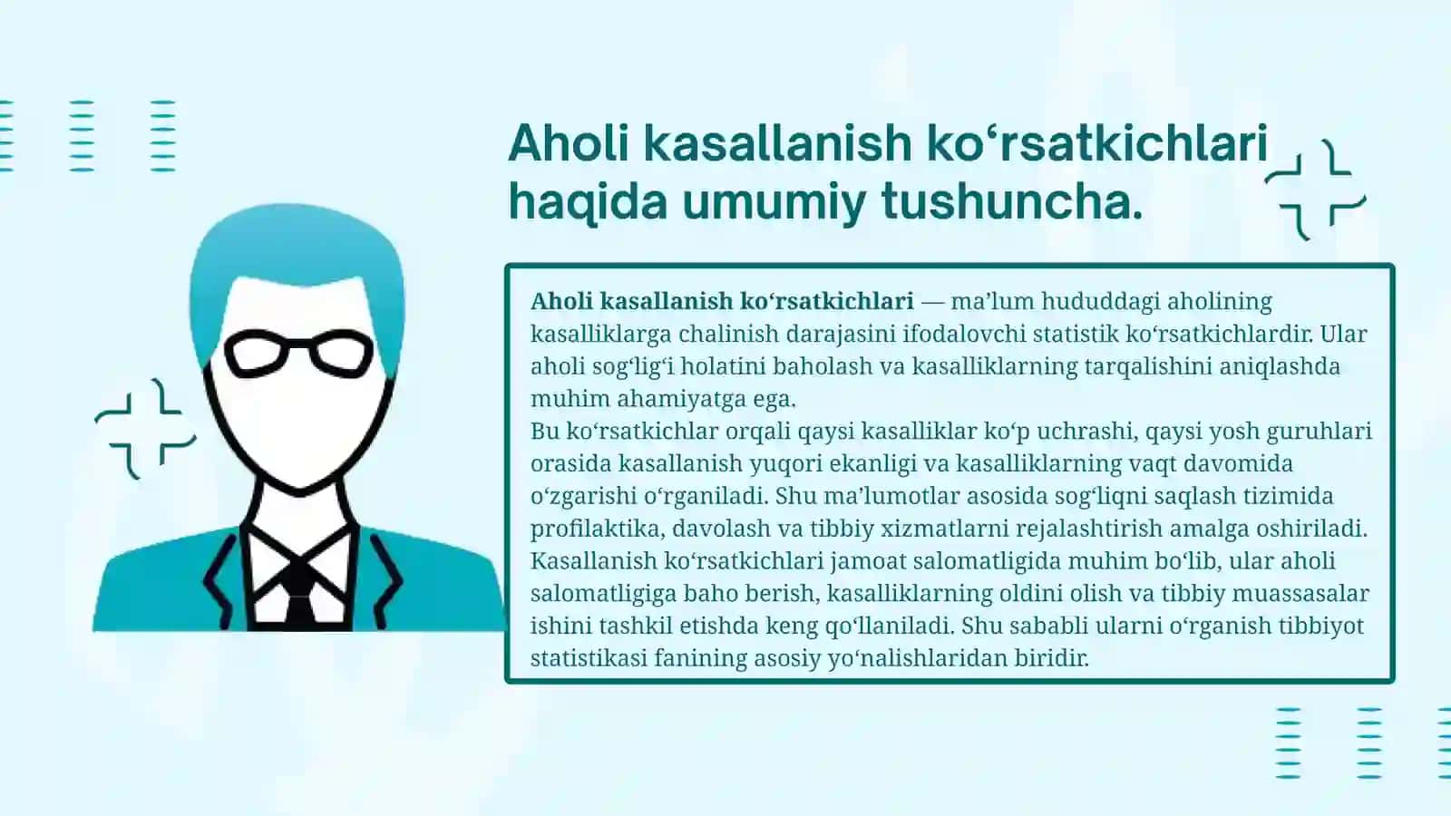Aholi kasallanish ko‘rsatkichlari va ularni hisoblash bo’yicha masalalar yechish 3
