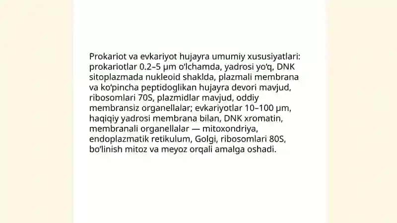 Hujayra tuzilishi. Hujayra nazariyasi.Hayvon va odam xromasomalarining morfofunksianal xarakteristikasi 3