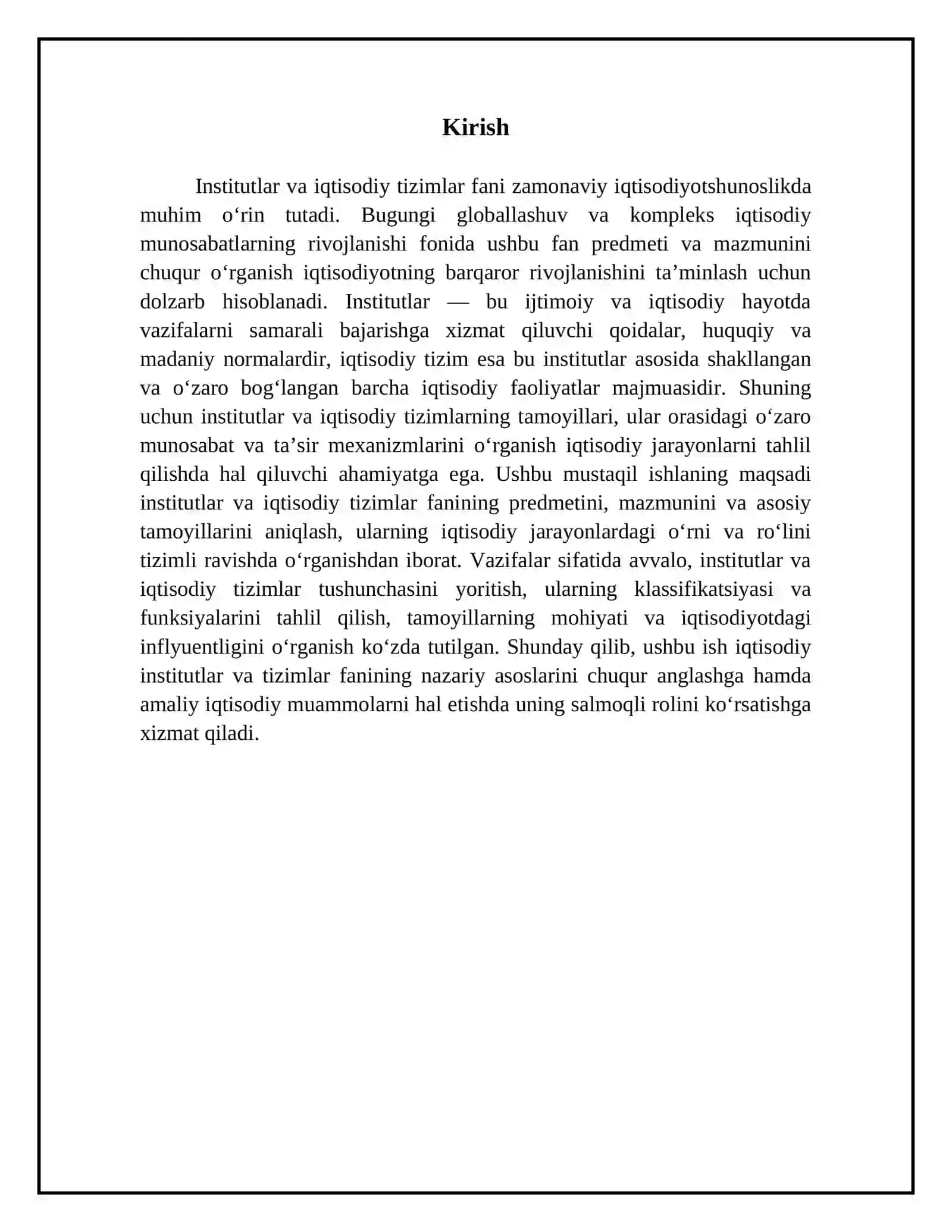 Institutlar va iqtisodiy tizimlar fani 3