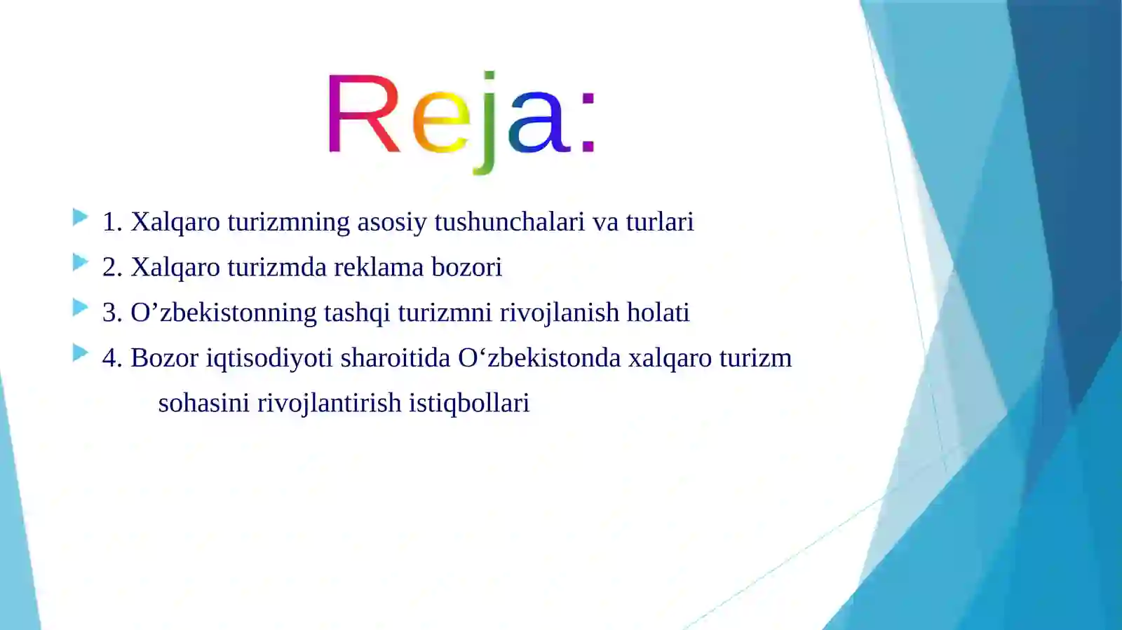 Xalqaro turizm rivojlanishining holati 3