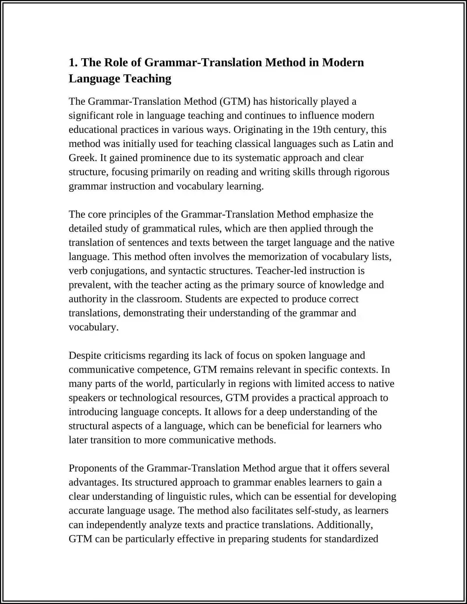 CRITICAL AND ANALYTICAL ESSAY ON FOREIGN LANGUAGE TEACHING METHODS 3