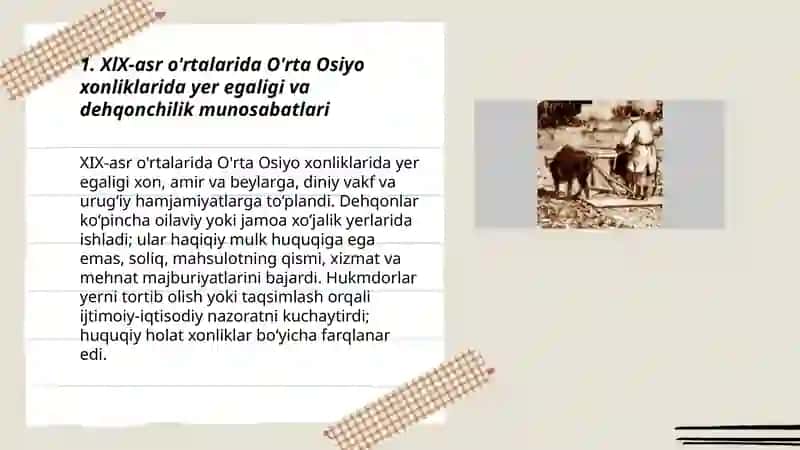 XlX-asr o'rtalarida O'rta Osiyo xonliklari ijtimoiy iqtisodiy hayot 3