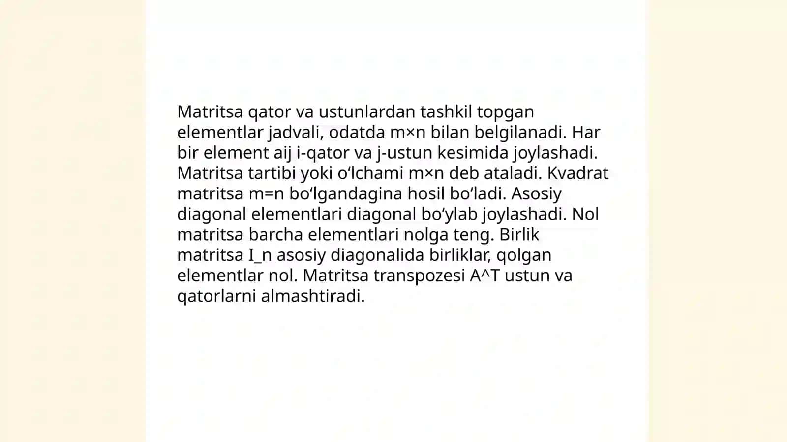 Matritsaviy analiz elementlari 3