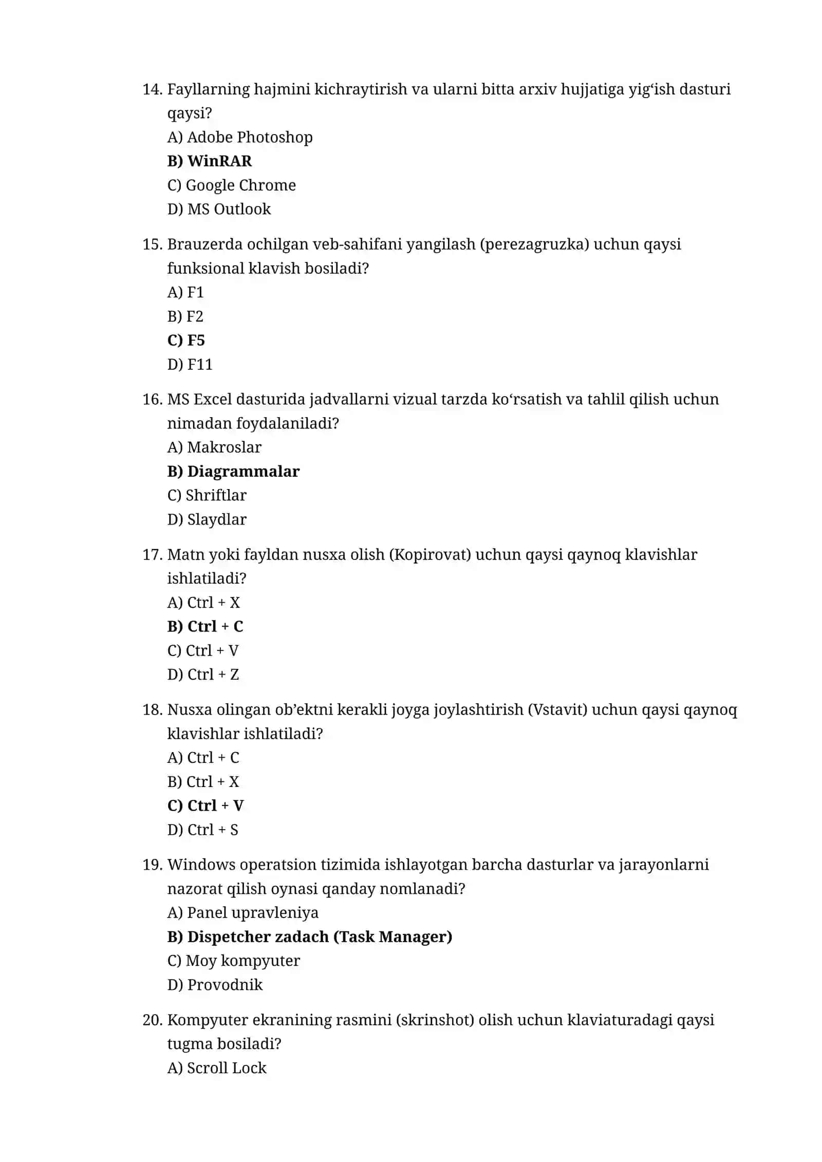 ARGOS imtihonlari uchun AKT va Axborot savodxonligi (200 talik eng yangi test bazasi) 3
