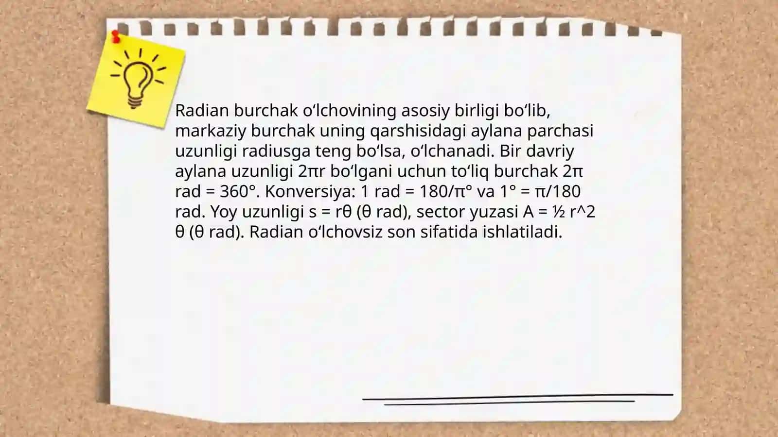 Burchakning radian oʻlchovi 3