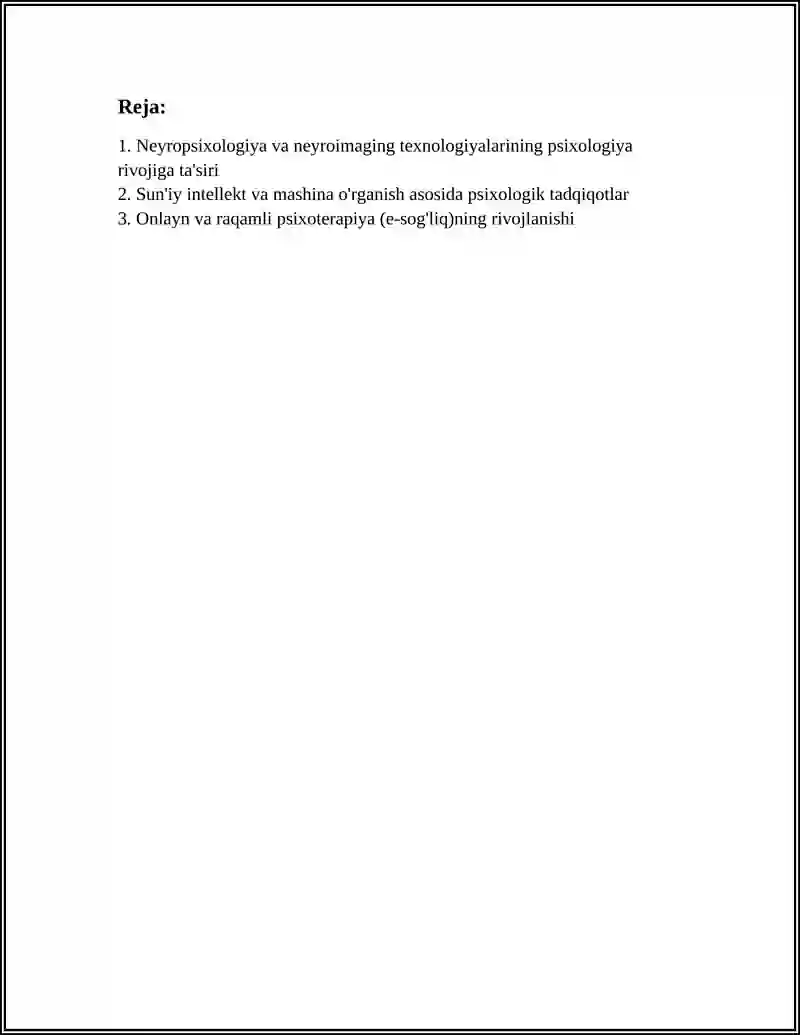 PSIXOLOGIYA FANI RIVOJLANISHINING ZAMONAVIY TENDENSIYALARINI ISHLAB CHIQISH 3
