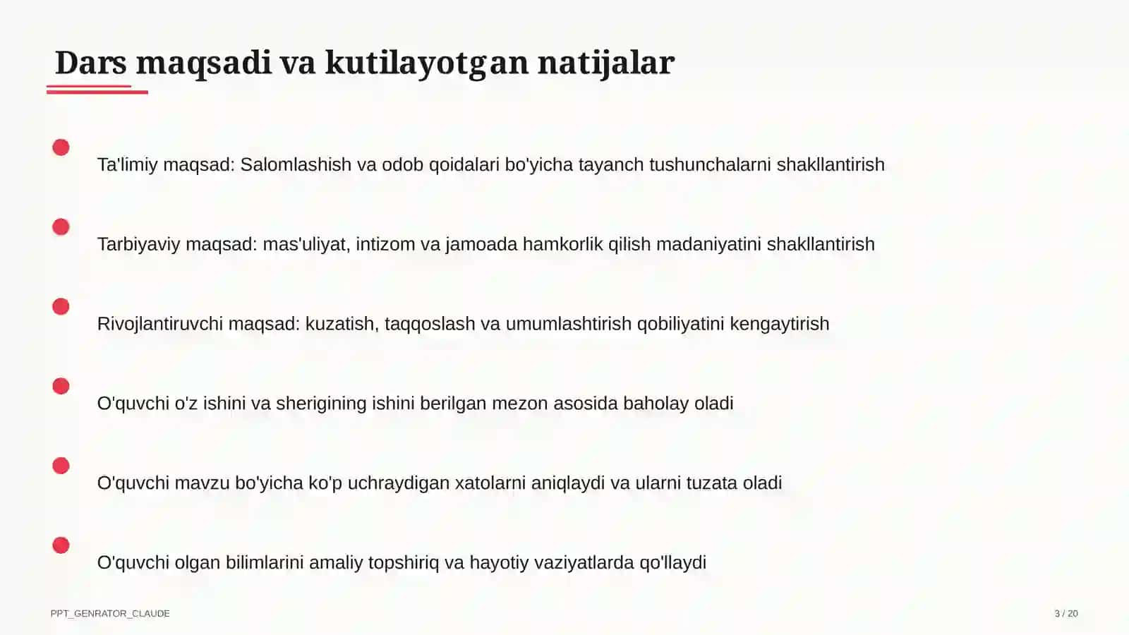Salomlashish va odob qoidalari (1-sinf) 3