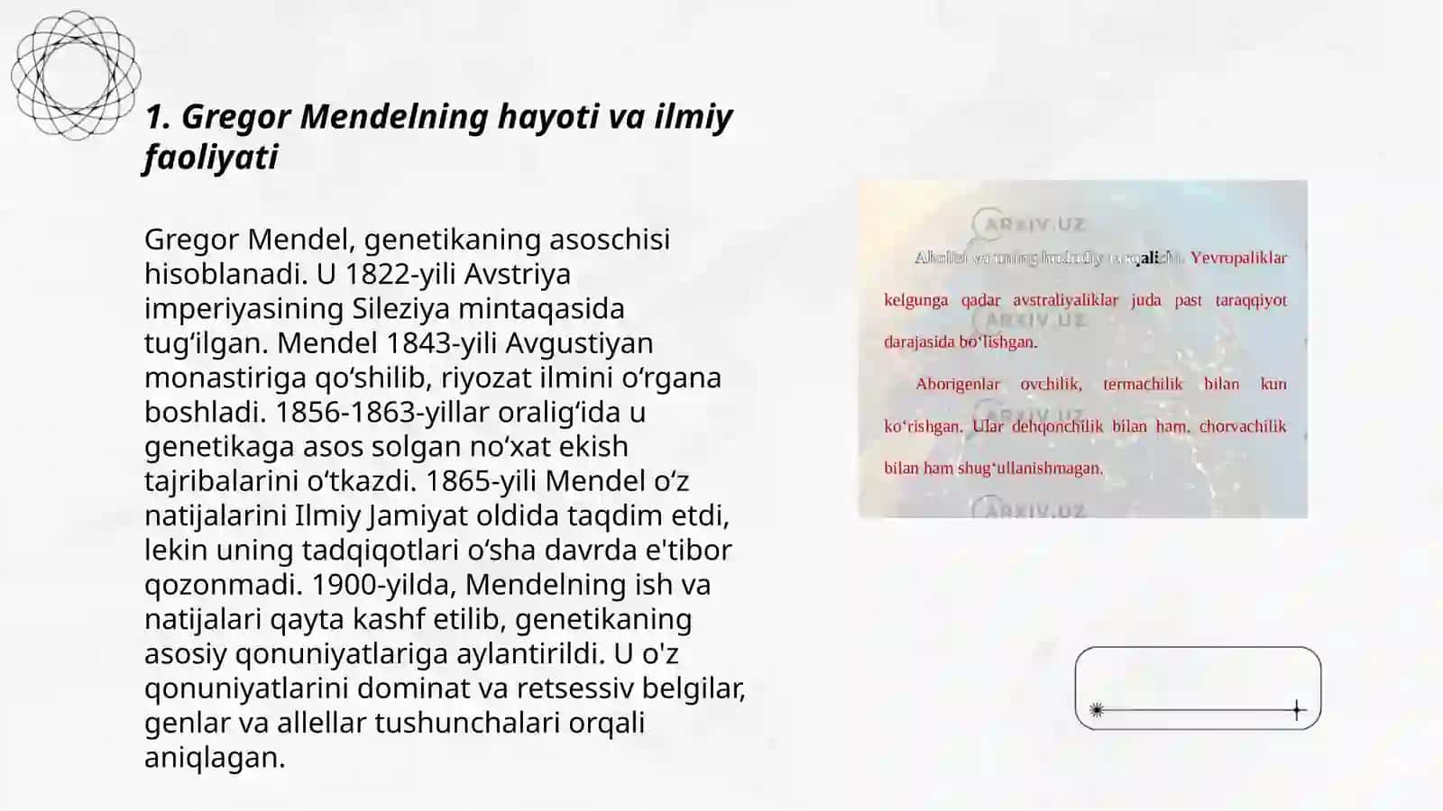 Mendelning 1,2 qonunlari.Allel genlarni o'zaro ta'siri 3