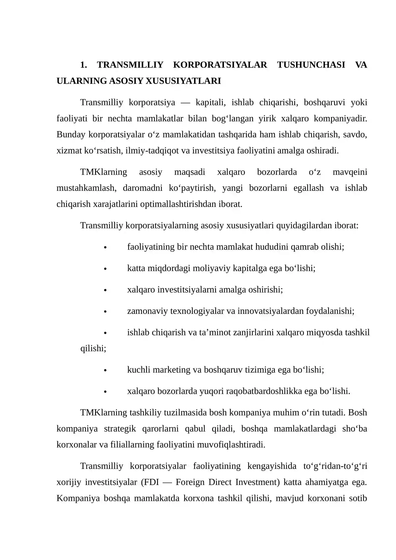 JAHON IQTISODIYOTIDA TRANSMILLIY KORPORATSIYALARNING O‘RNI 3