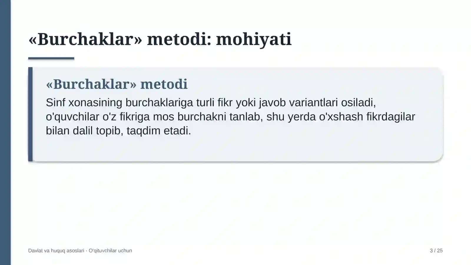 davlat va huquq asoslari darslarida burchaklar metodidan foydalanish 3572 3