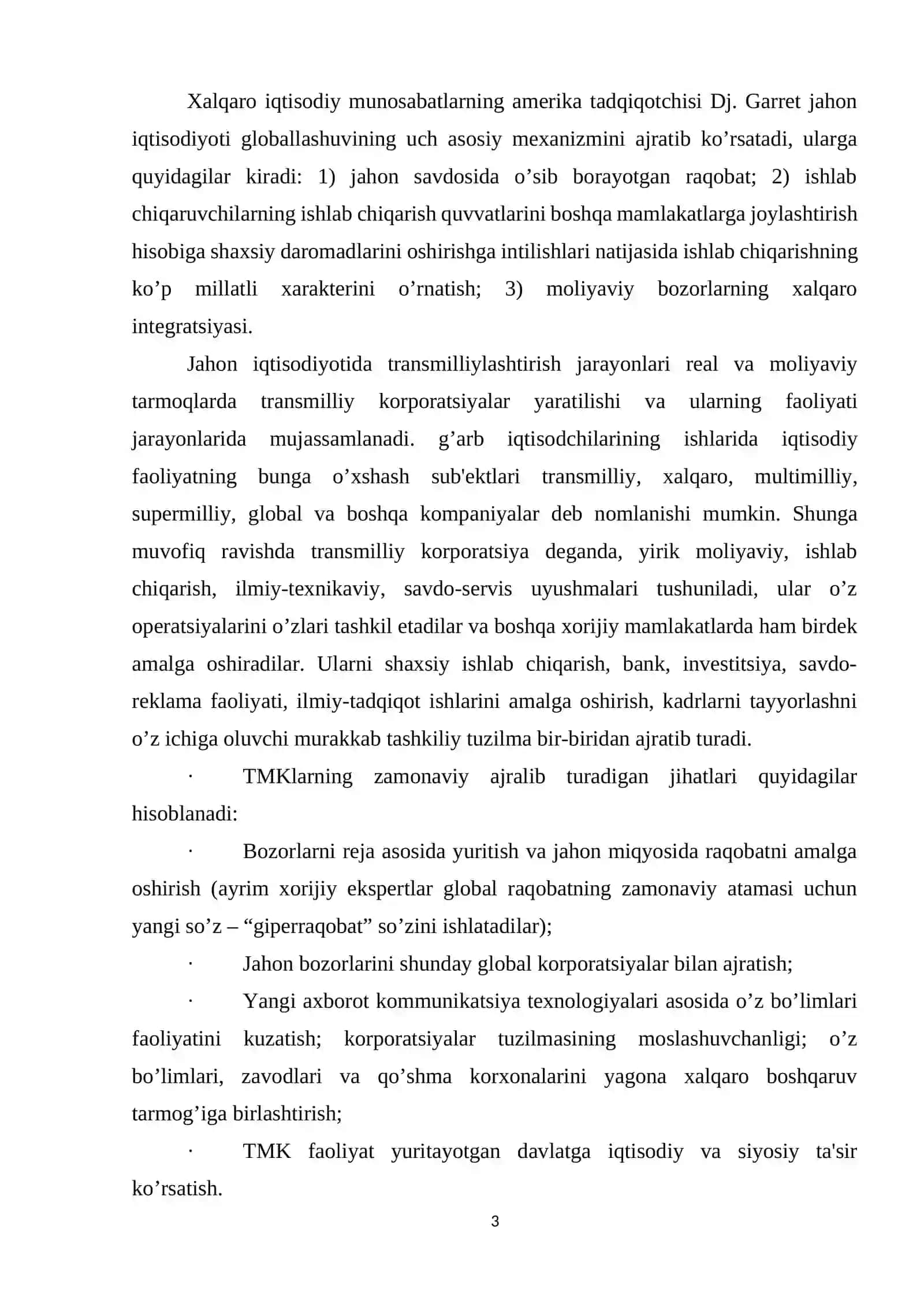 Jahon iqtisodiyoti globallashuvining harakatlantiruvchi kuchlari va omillari 3