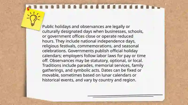 Public Holidays and Observances 3