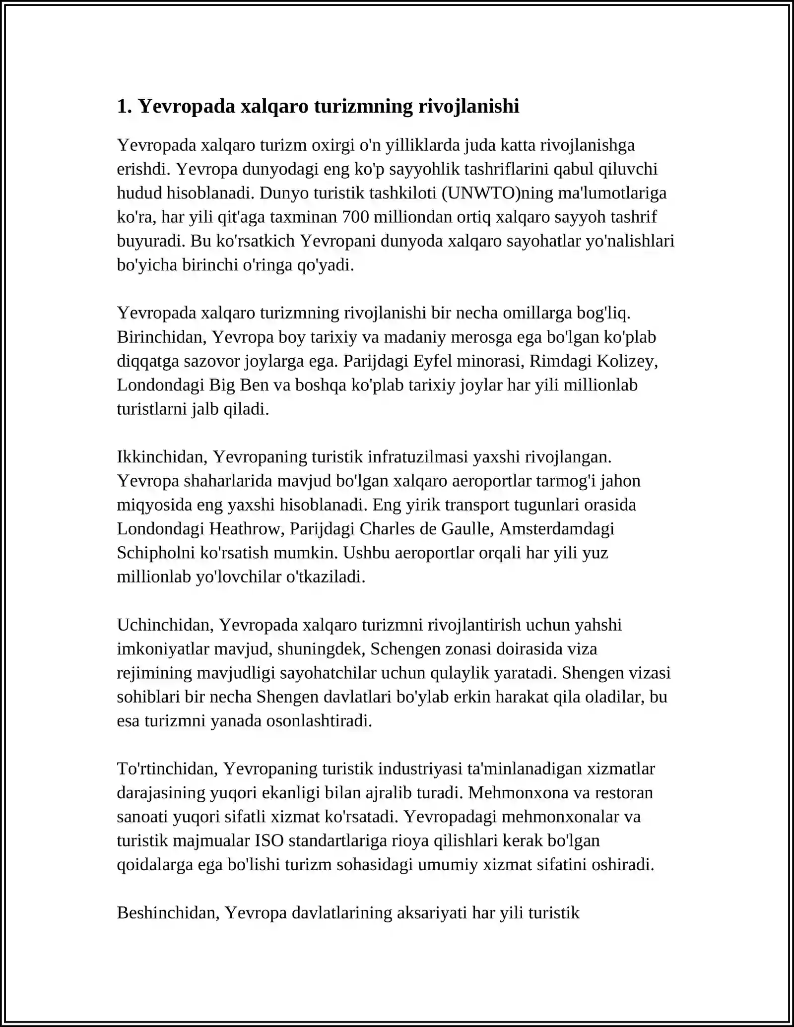 YEVROPA MAMLAKATLARIDA XALQARO TURIZM GEOGRAFIYASI 3