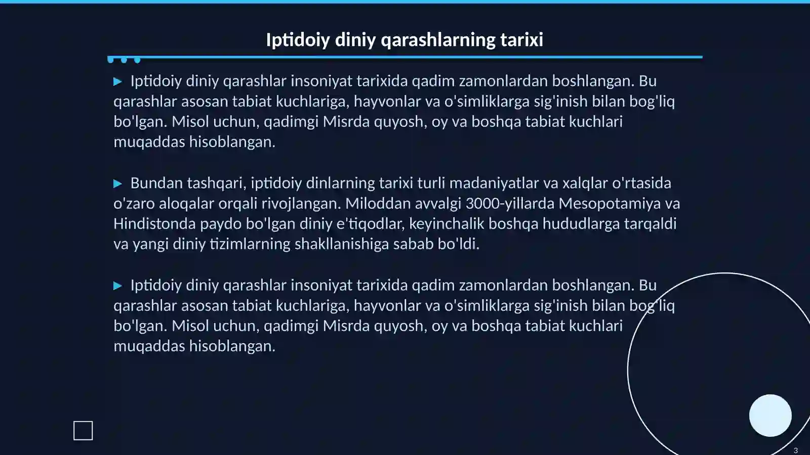 Iptidoiy diniy qarashlar 3