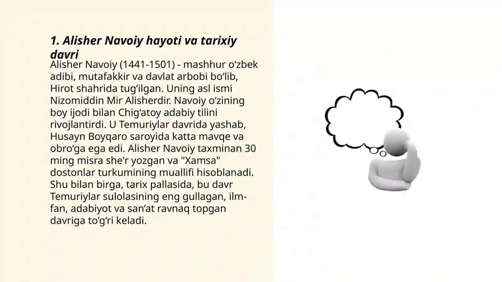 Alisher Navoiy hayoti va ijodiga bagʻishlangan videorolik 3